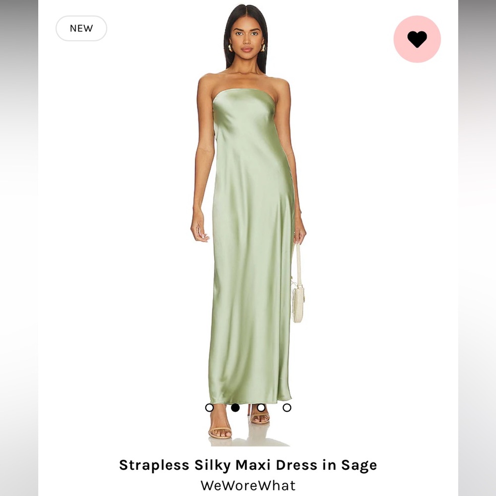 STRAPLESS SILKY MAXI DRESS IN SAGE